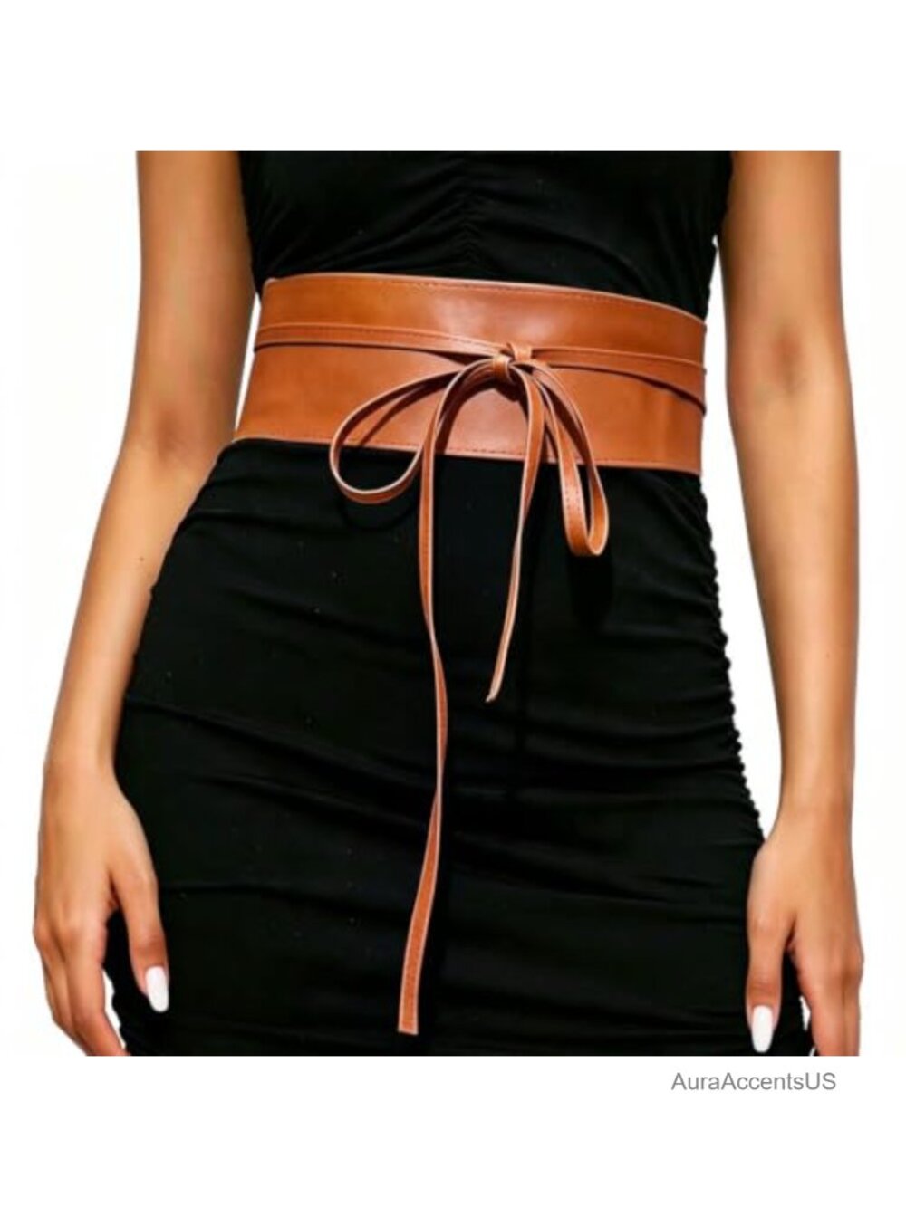 CLOACE Wide Leather Obi Belt Wrap Tie Waist Corset Belt for Dress